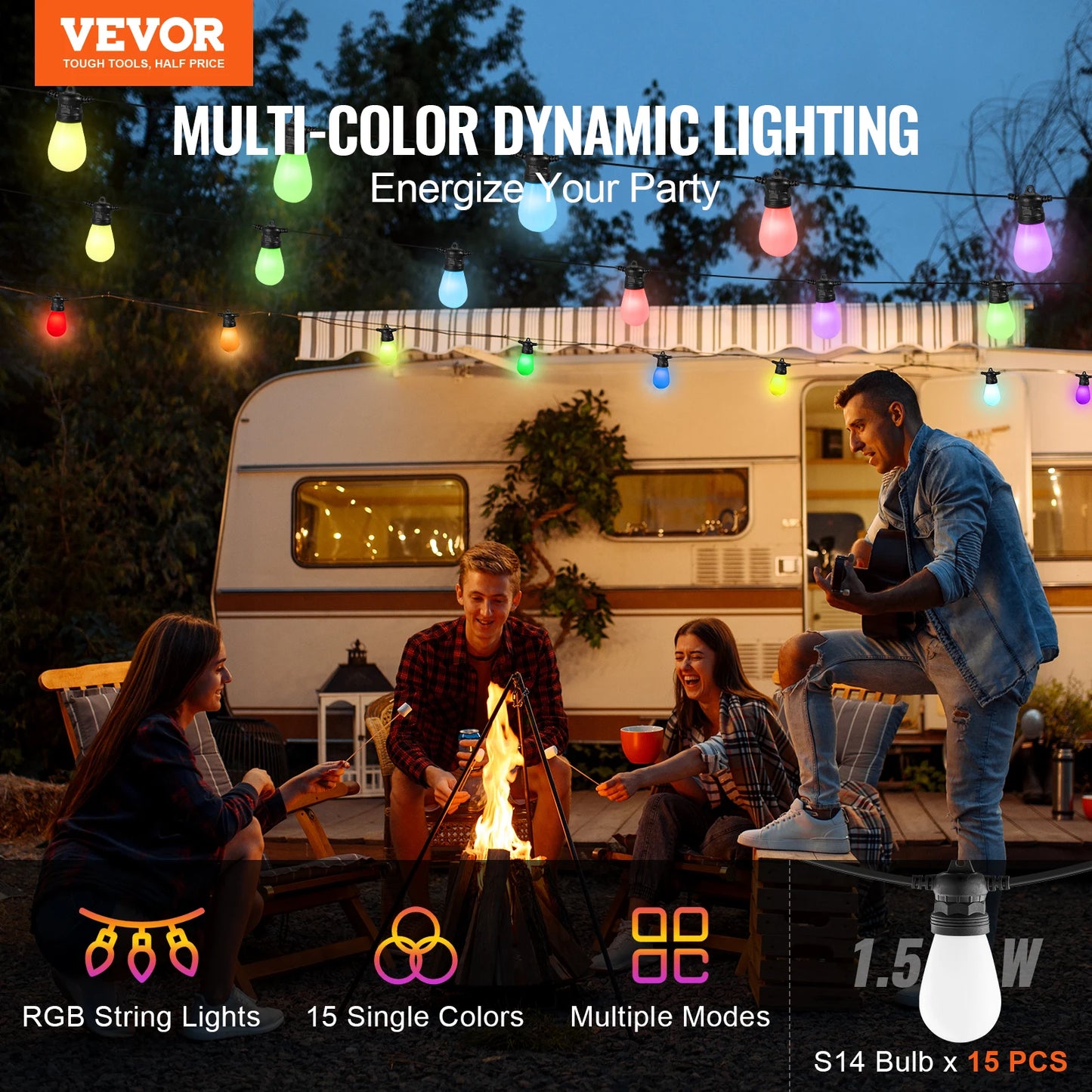 VEVOR RGB Smart Outdoor String Lights