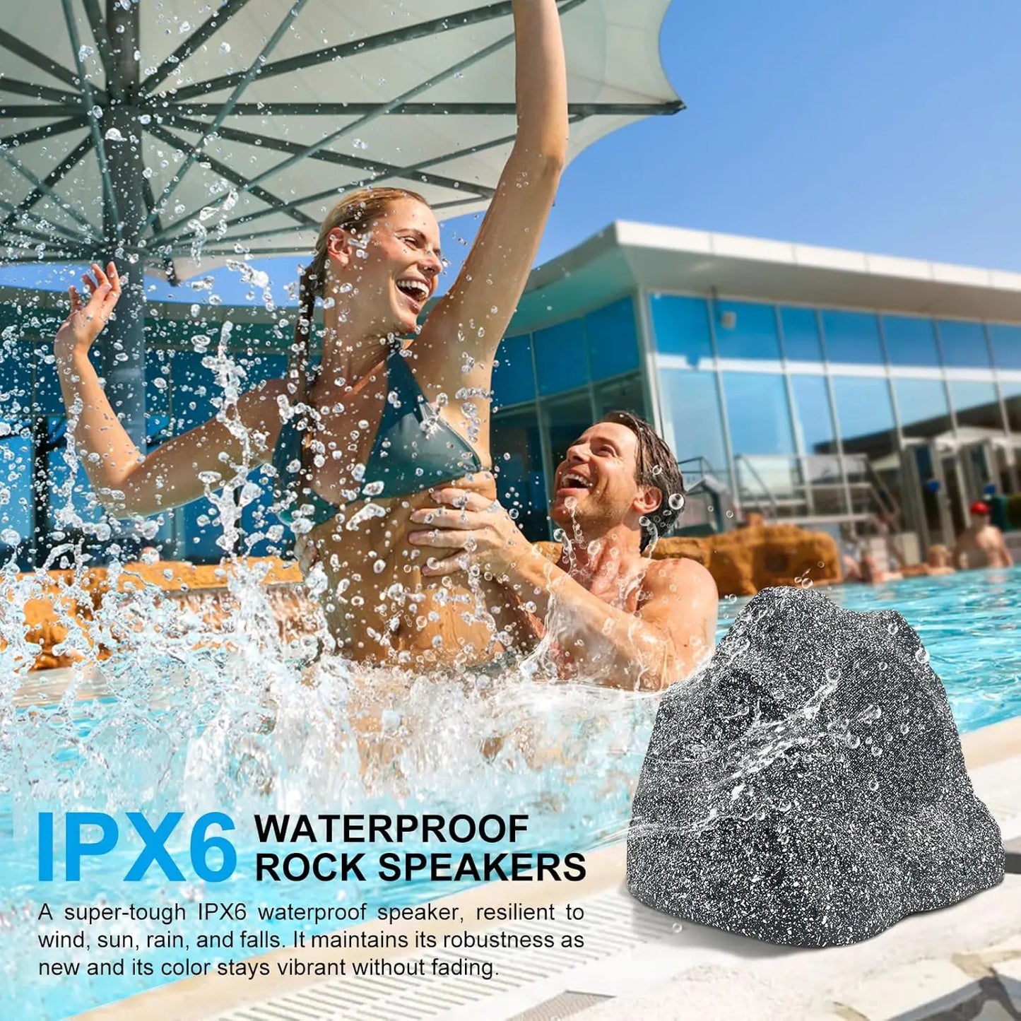 Herdio 8" 600W Outdoor Bluetooth Rock Speakers (Pair)