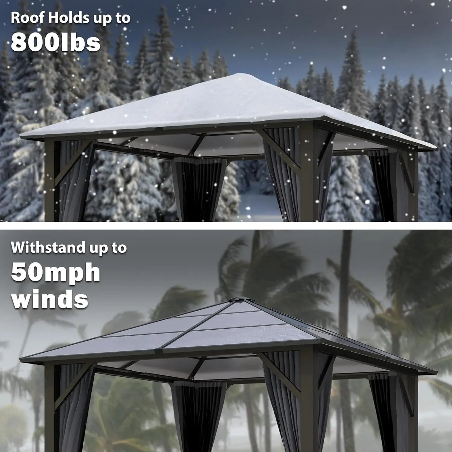 10x10 Hardtop Gazebo with Curtains & Mosquito Netting
