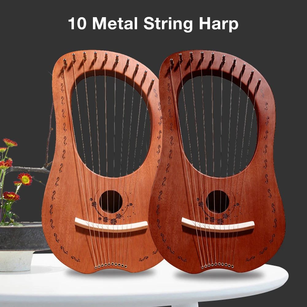 Lyre Harp 10 Metal String Harp Mahogany