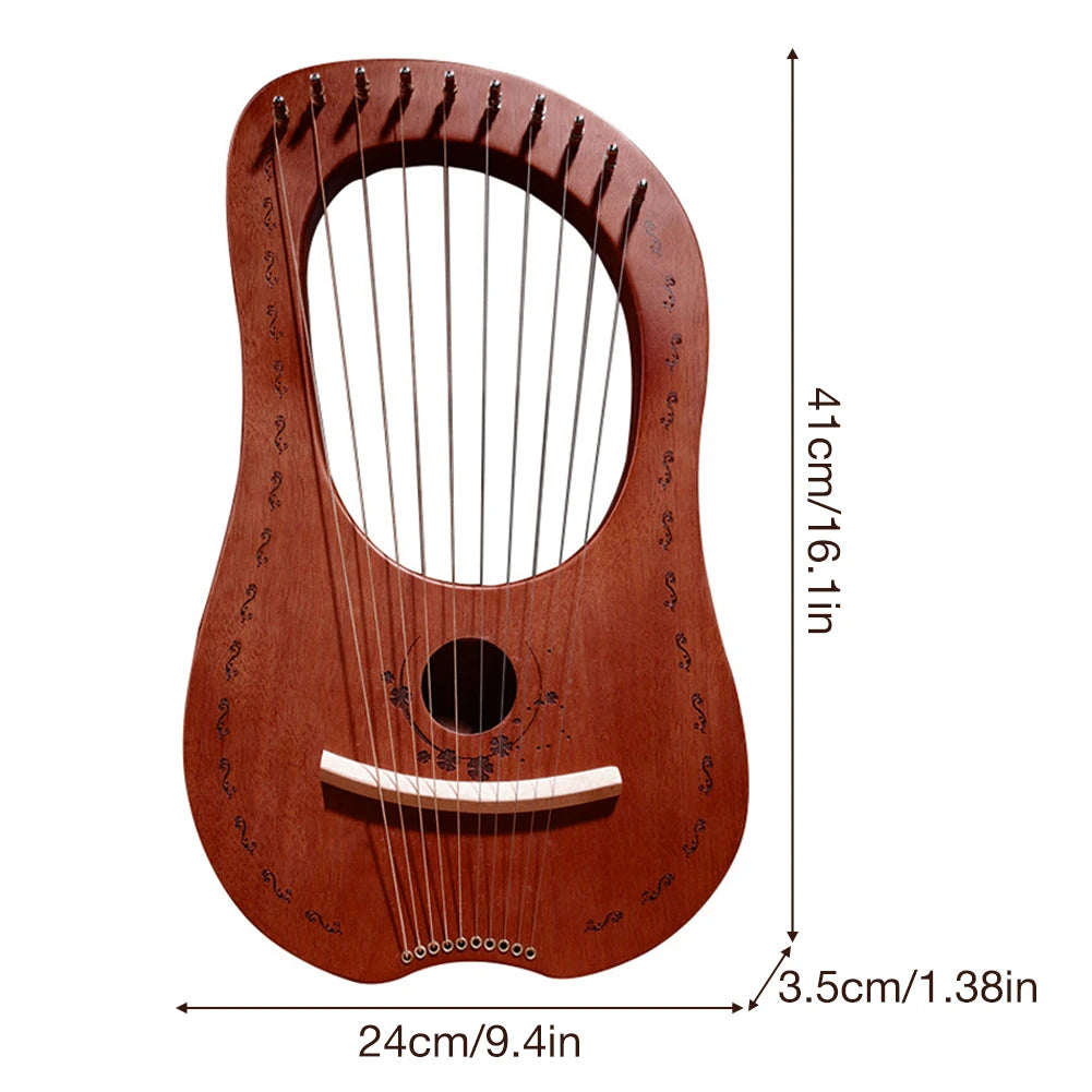 Lyre Harp 10 Metal String Harp Mahogany