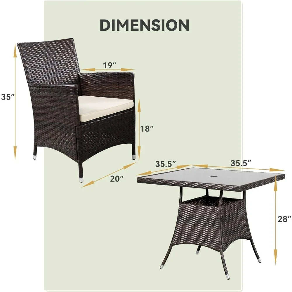 5 Piece Outdoor  All-Weather Wicker Dining Set