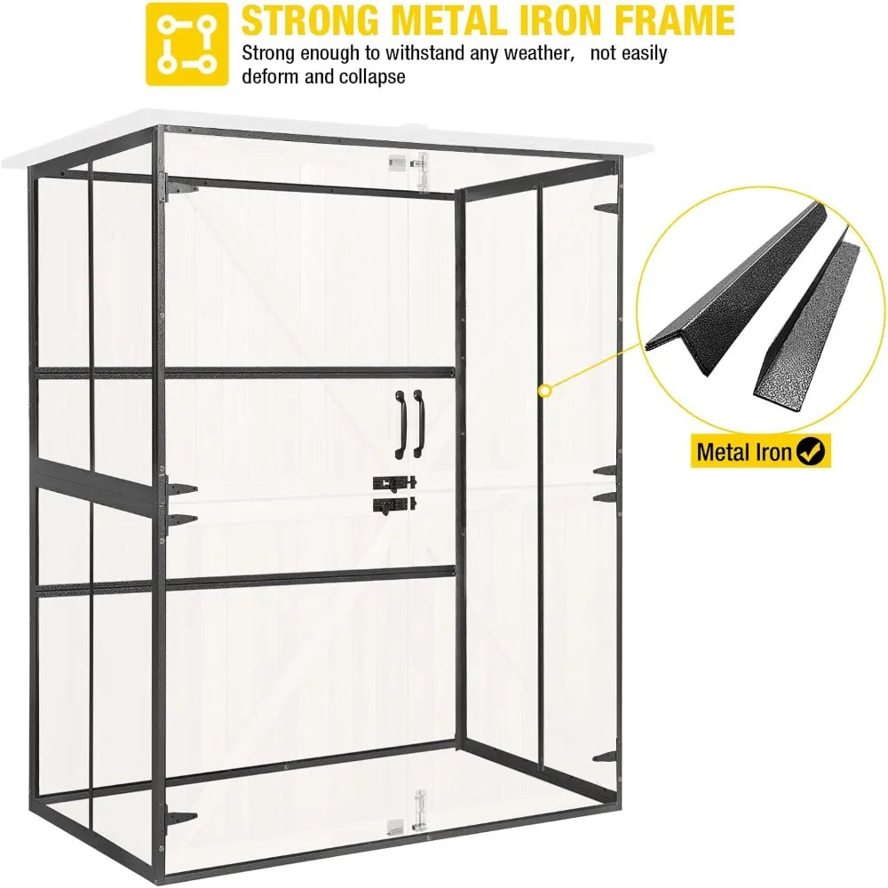 Outdoor Storage Shed with Metal Frame & Wooden Floor
