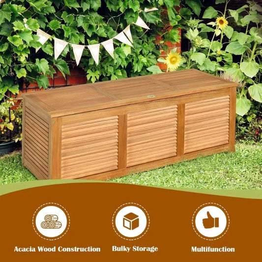 Acacia Wood Deck Box – 46 Gallon Storage Bench