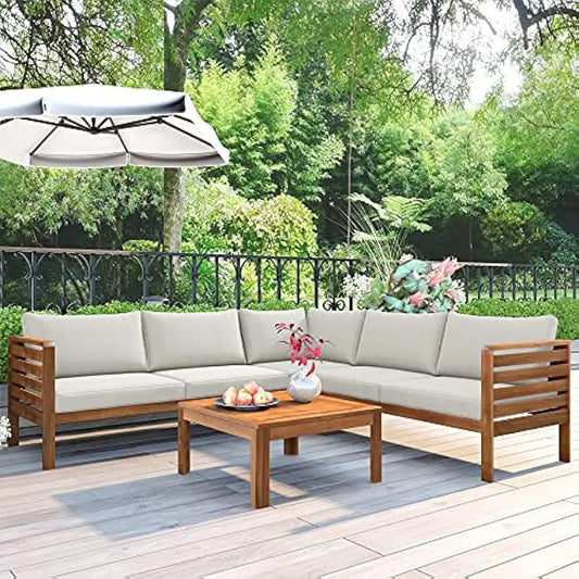 Outdoor L-Shaped Sectional Sofa Set with Coffee Table