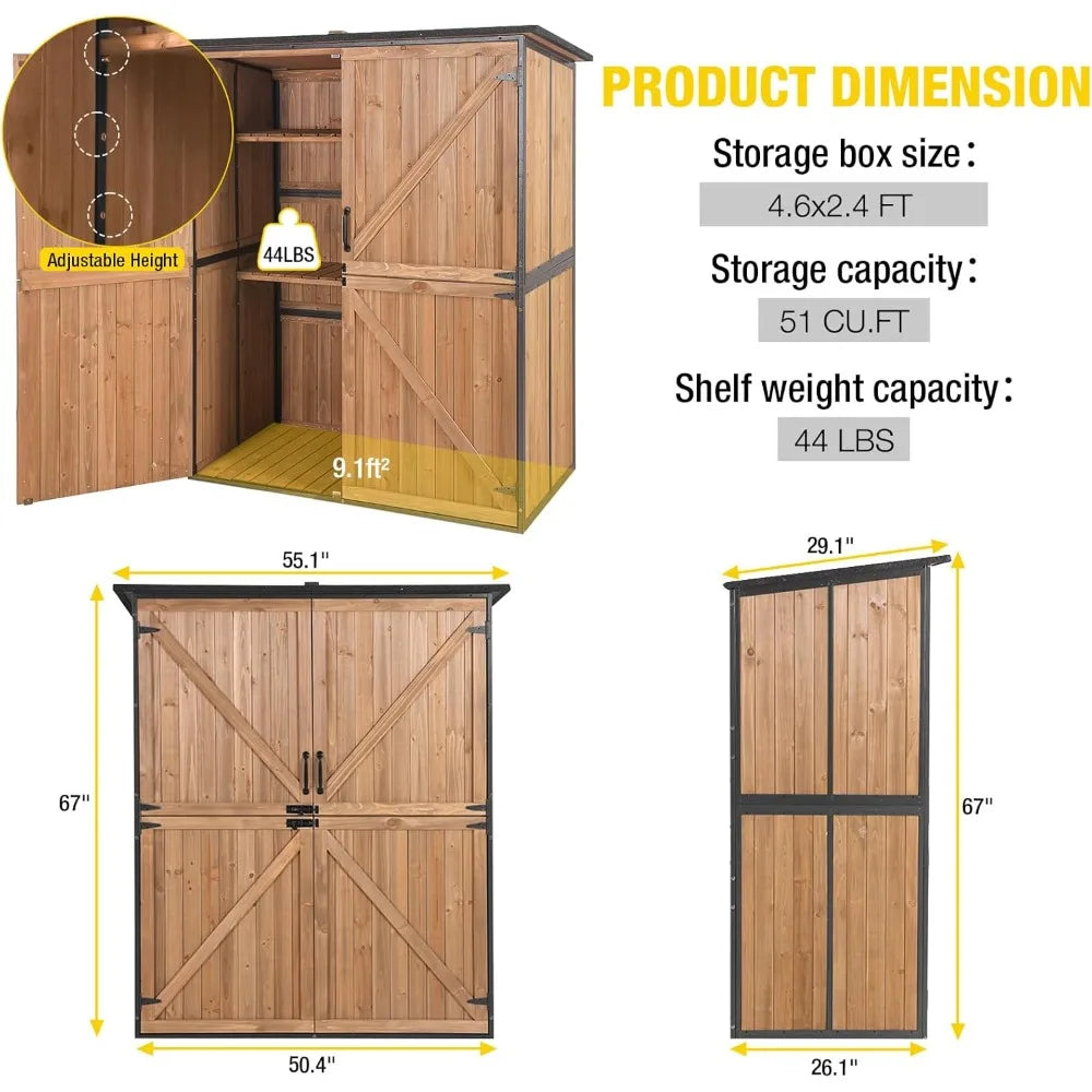 Outdoor Storage Shed with Metal Frame & Wooden Floor