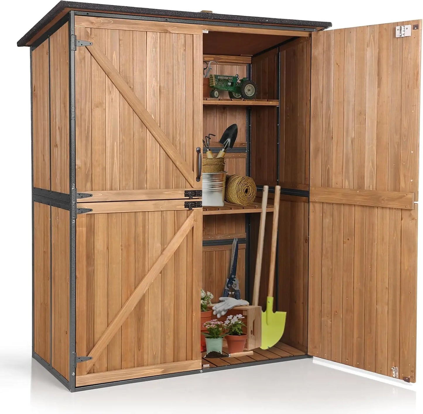 Outdoor Storage Shed with Metal Frame & Wooden Floor
