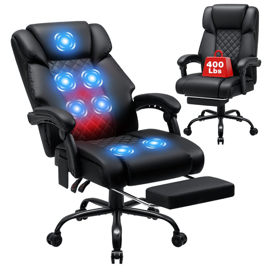Ergonomic Massage Office Chair with Heat & Footrest