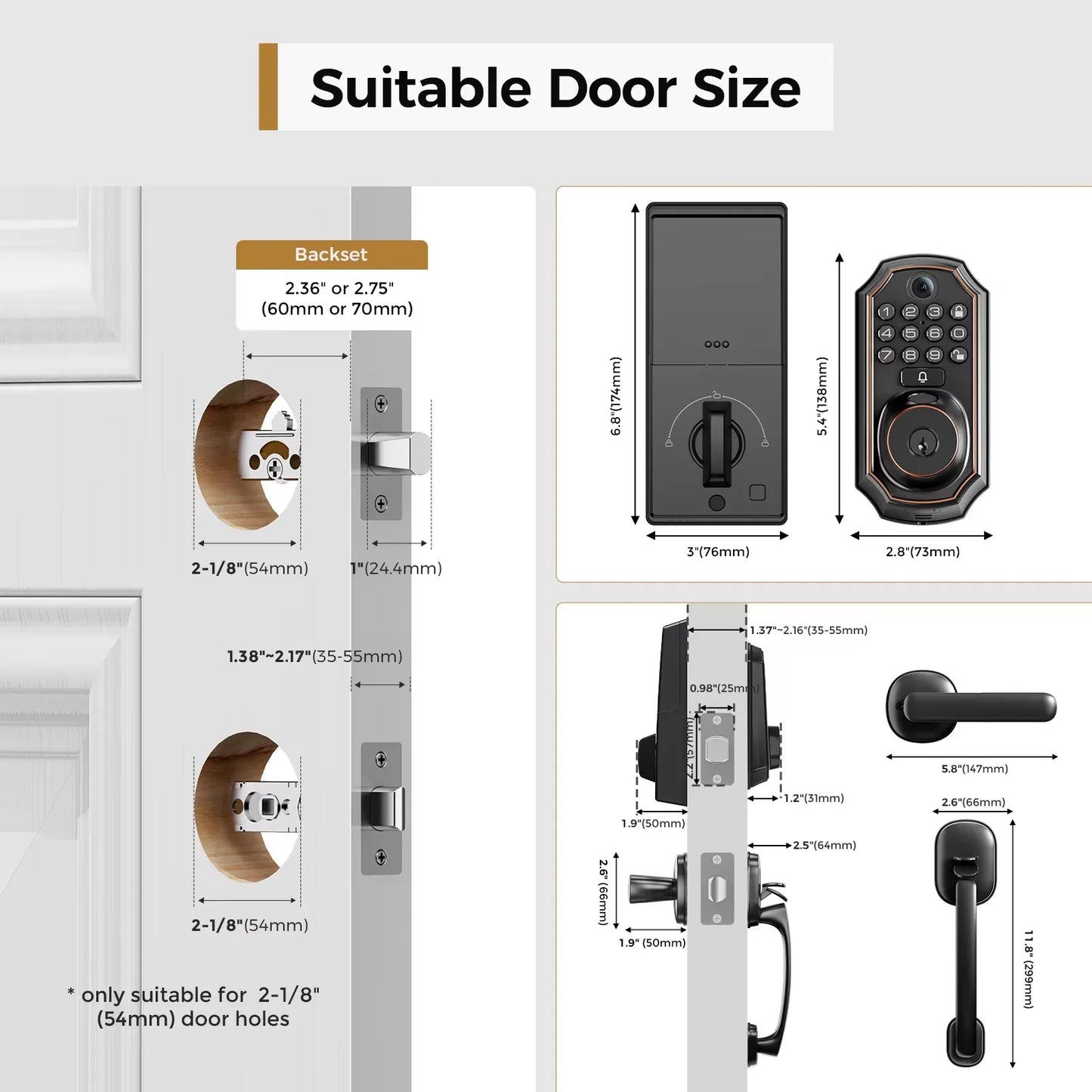ARPHA D289H 5-in-1 Smart WiFi Door Lock with Camera & Auto-Lock