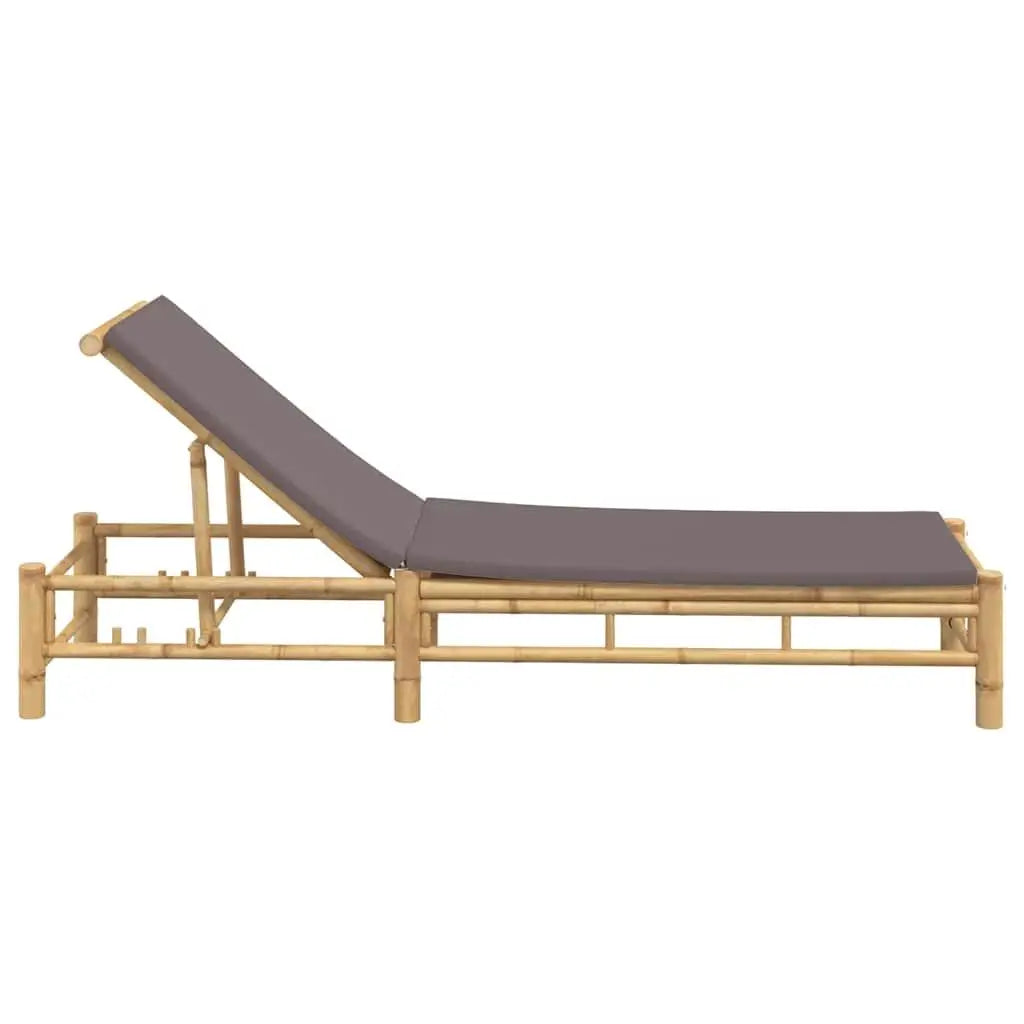 Dark Grey Bamboo Outdoor Sun Lounger