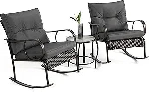 3-Piece Wicker Rocking Patio Set