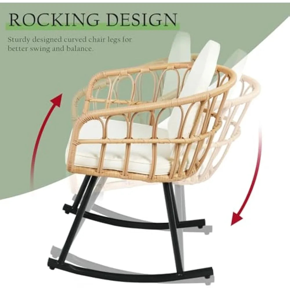 3-Piece Wicker Rocking Chair Patio Set