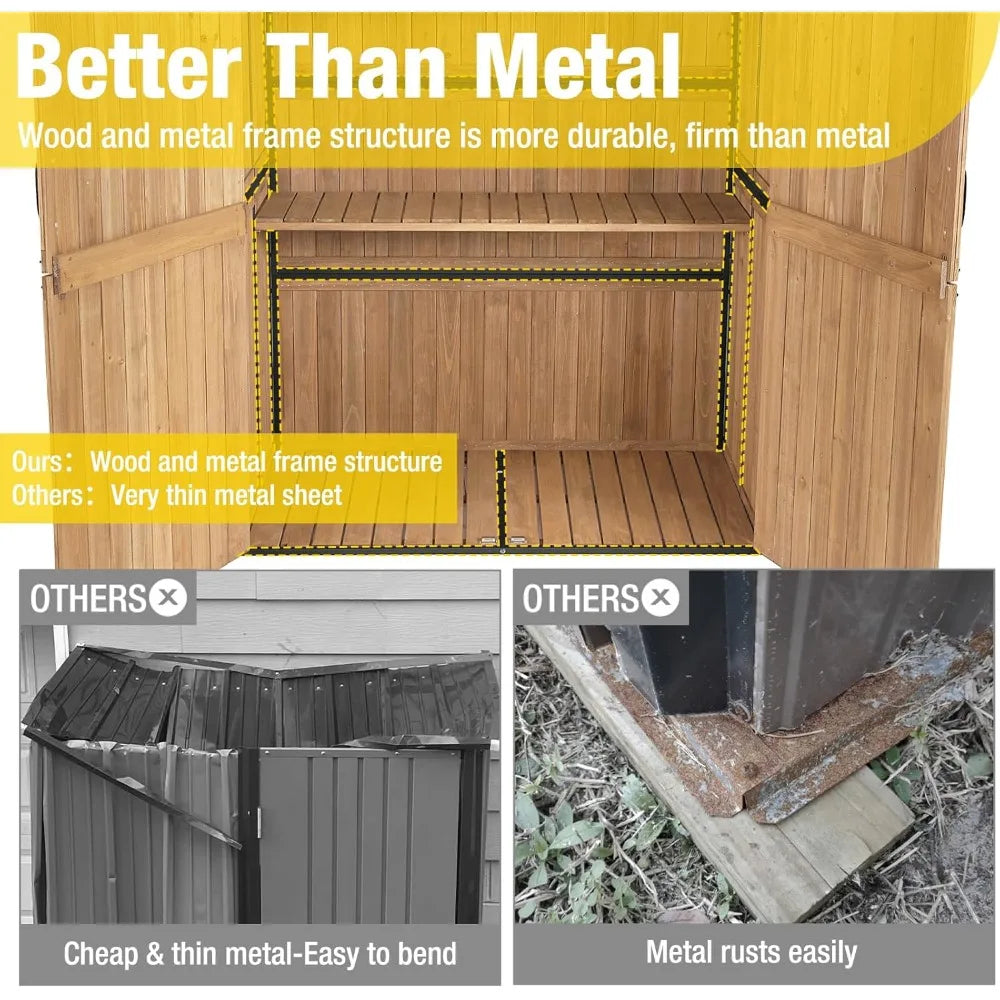 Outdoor Storage Shed with Metal Frame & Wooden Floor