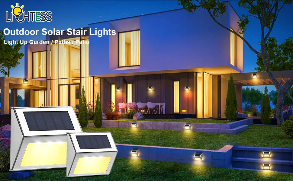 Lightess Solar Step Lights – 6-Pack Stainless Steel Outdoor LEDs