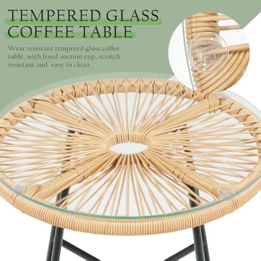 3-Piece Wicker Rocking Chair Patio Set