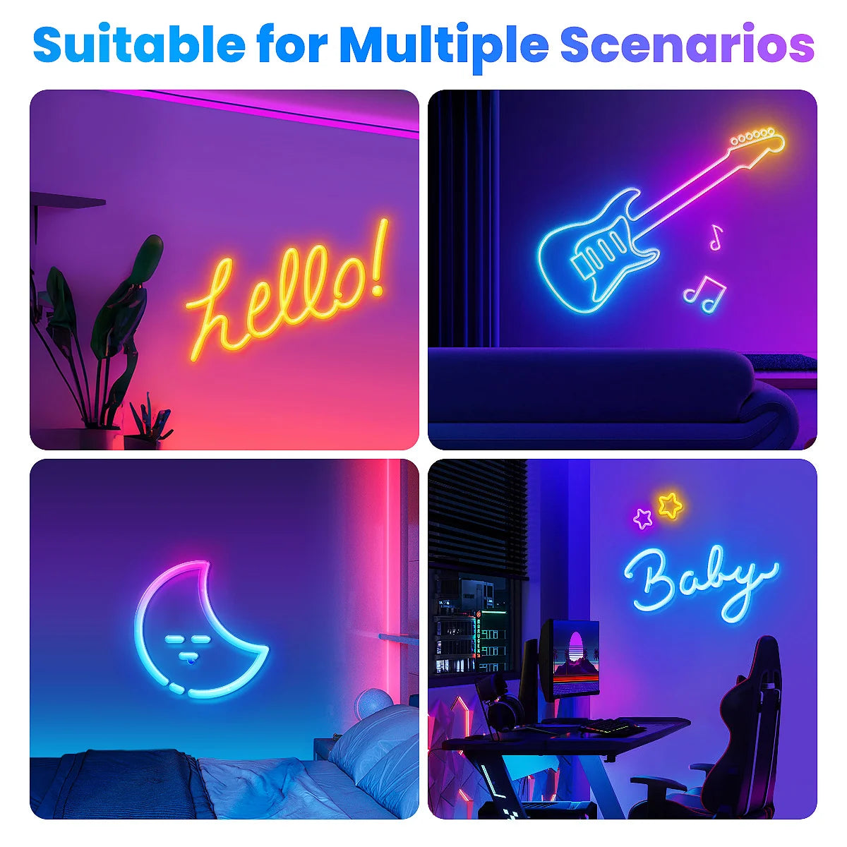 RGB Neon LED Rope Light Strip with App & Remote