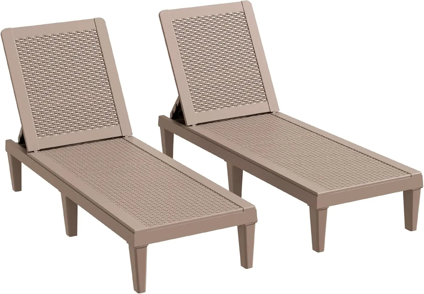 Set of 2 Adjustable Outdoor Chaise Lounge Chairs