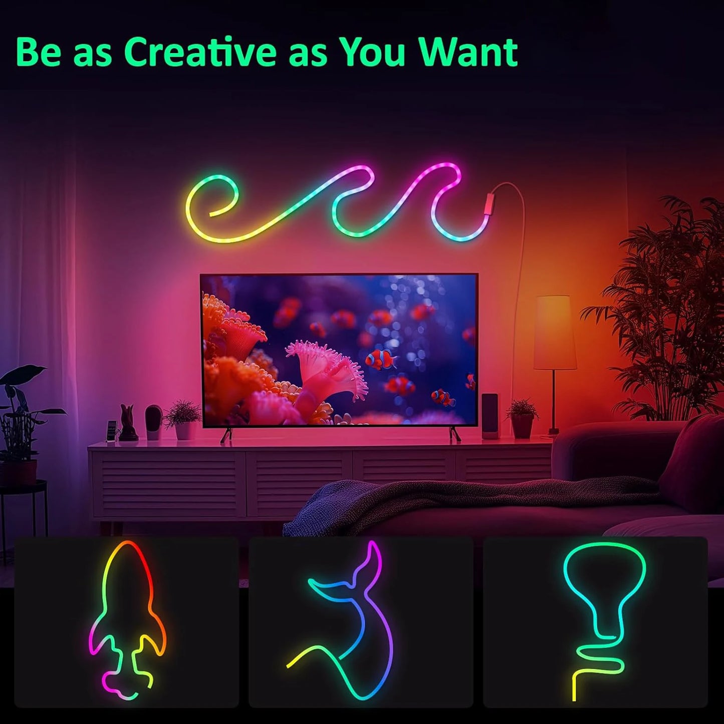 RGB Neon LED Rope Light Strip with App & Remote