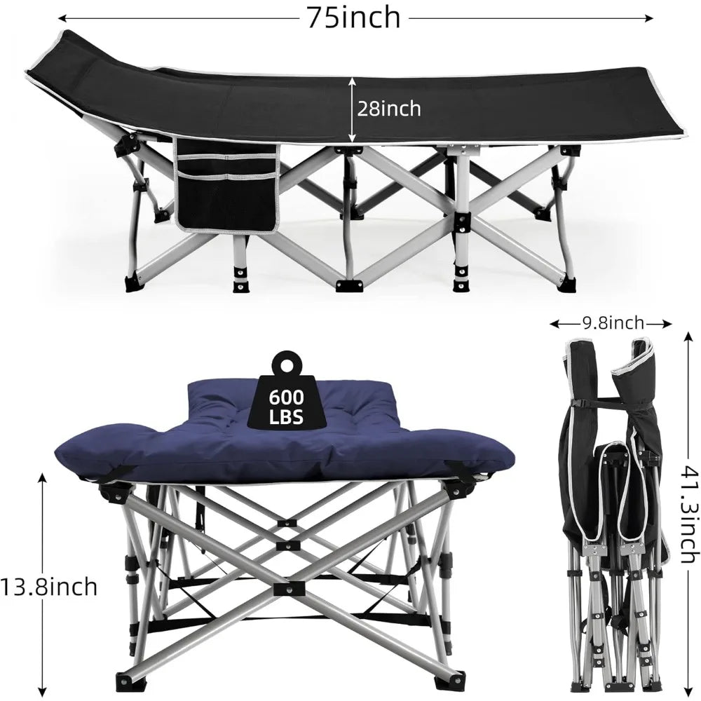 Portable Camping Cot with Thick Mattress