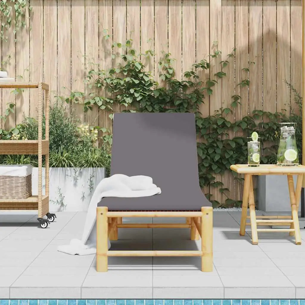 Dark Grey Bamboo Outdoor Sun Lounger