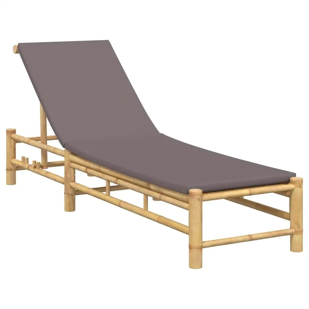Dark Grey Bamboo Outdoor Sun Lounger