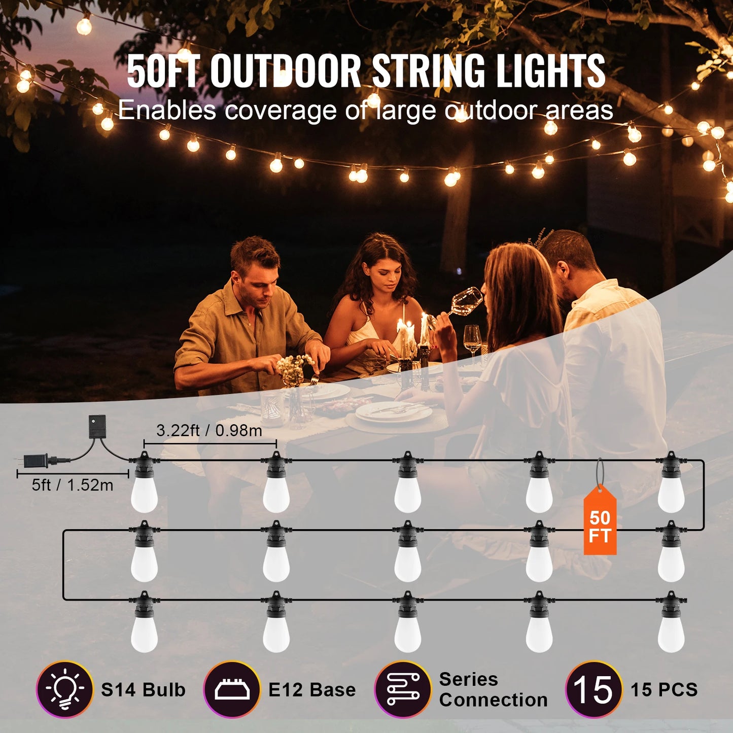 VEVOR RGB Smart Outdoor String Lights