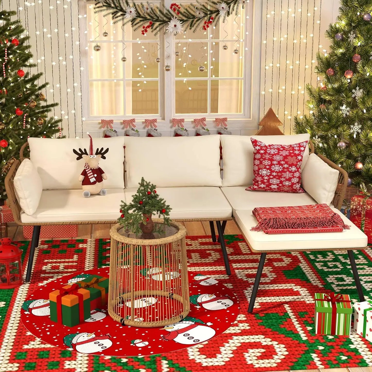3-Piece Outdoor Wicker L-Shaped Sectional Sofa (4-Seater)