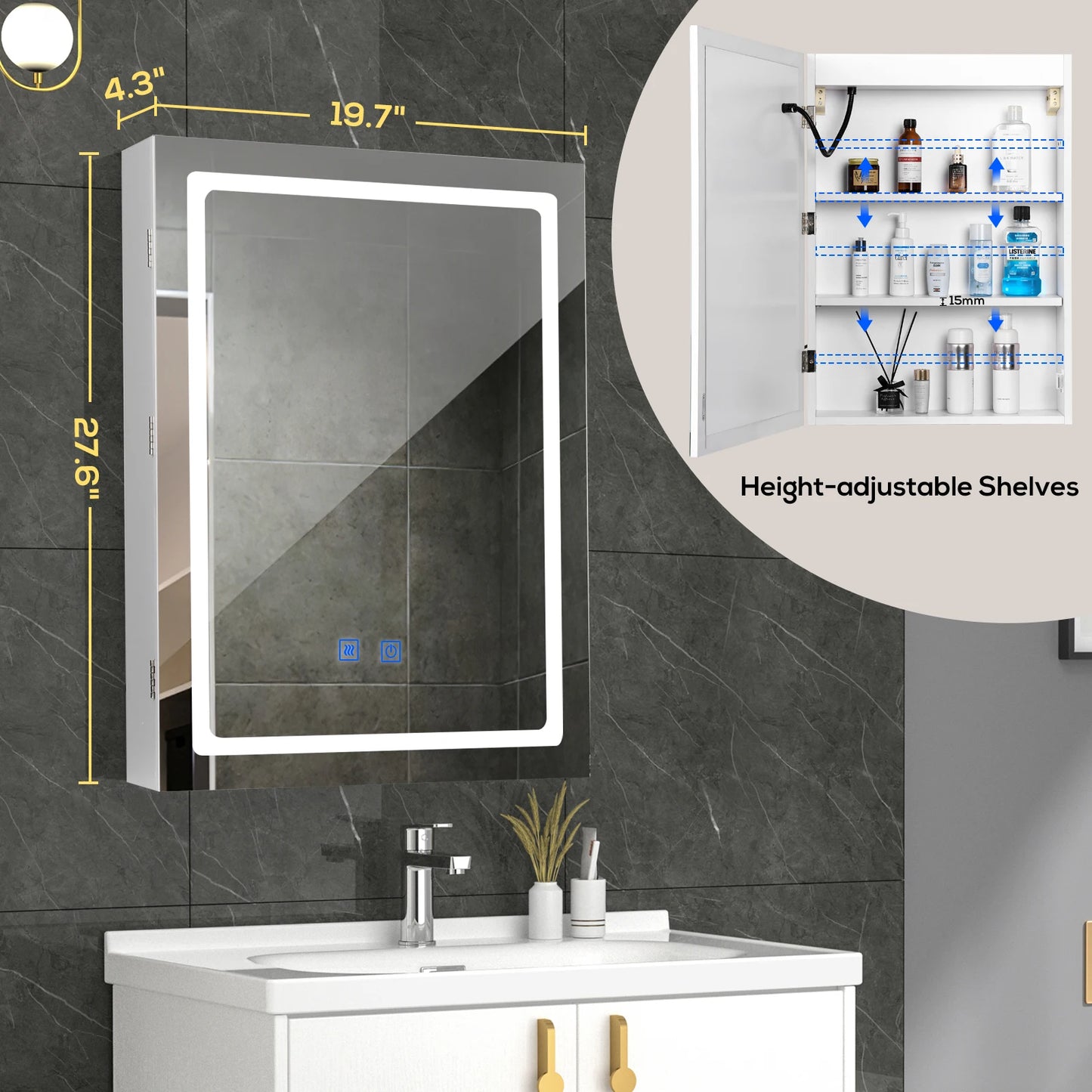 VOWNER LED Mirror Medicine Cabinet