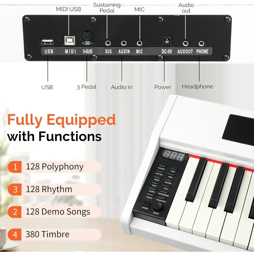 88-Key Digital Piano with Stand & Pedals
