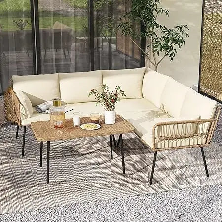 4-Piece Rattan Patio Sectional Set