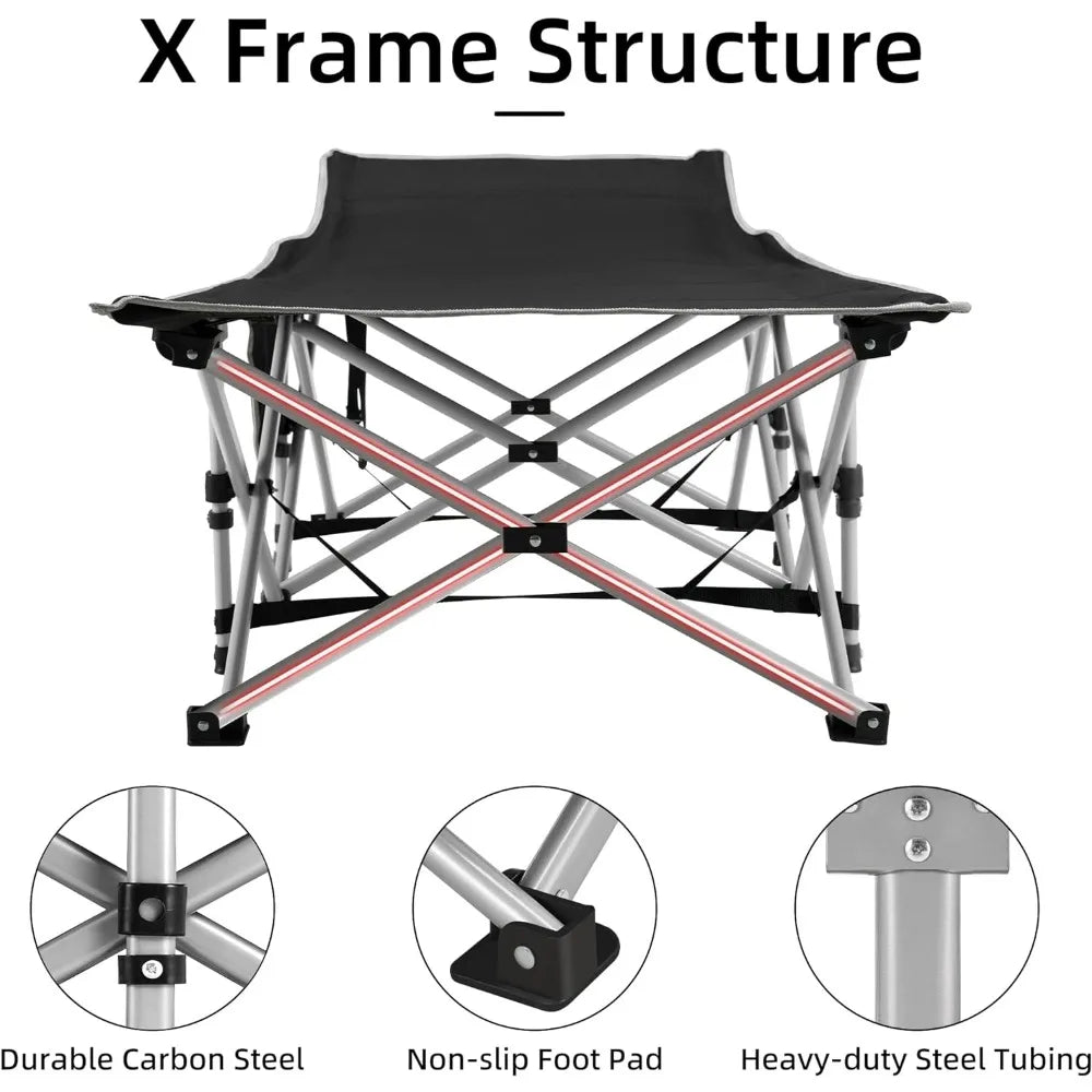 Portable Camping Cot with Thick Mattress