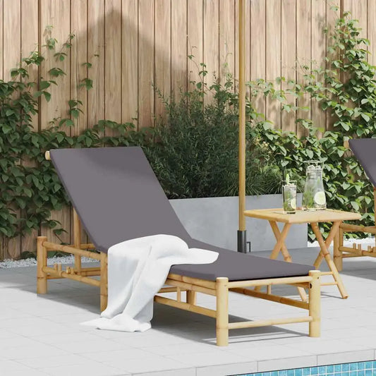 Dark Grey Bamboo Outdoor Sun Lounger