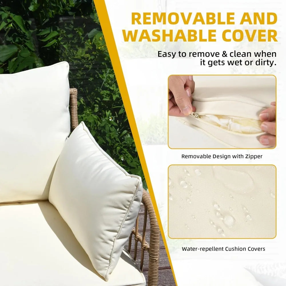 4-Piece Rattan Patio Sectional Set