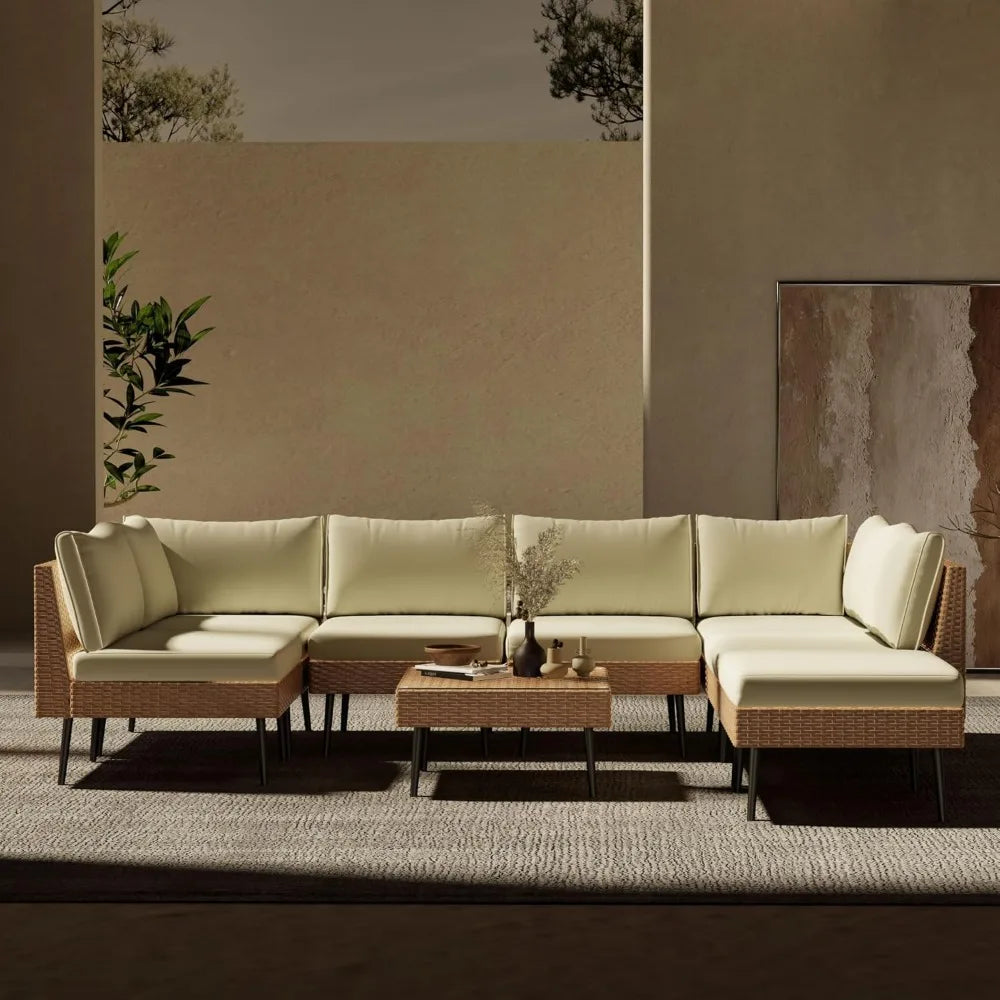 8-Piece Wicker Patio Sectional Set