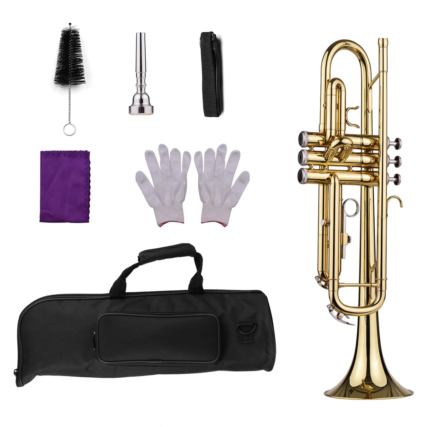 Trumpet Bb B Flat with Mouthpiece Gloves