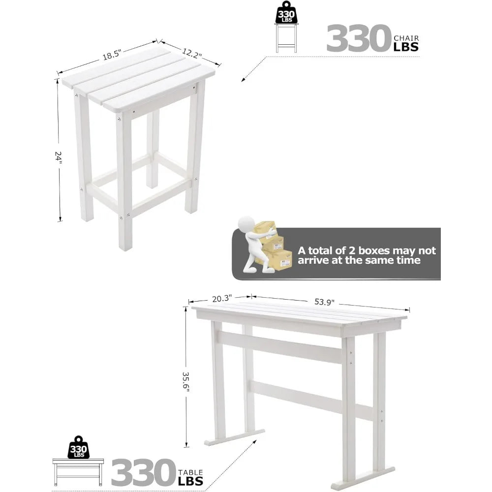 3-Piece HDPE Outdoor Bar Set with High Top Table & 2 Chairs