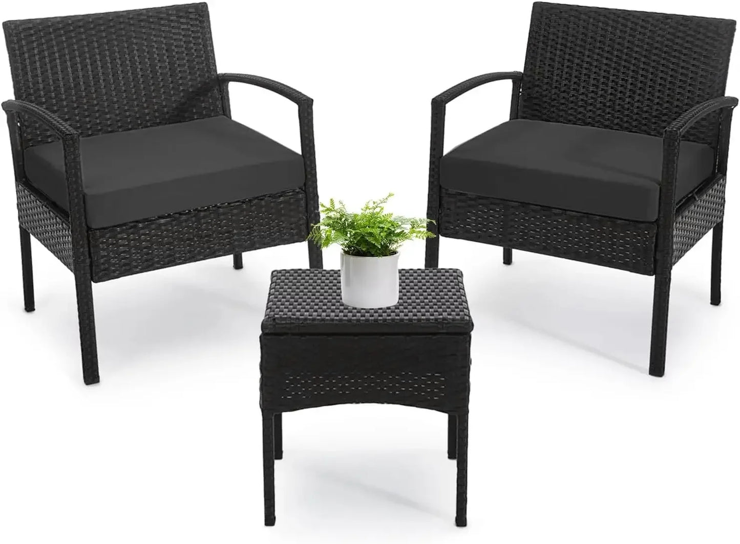 3-Piece Rattan Patio Conversation Set