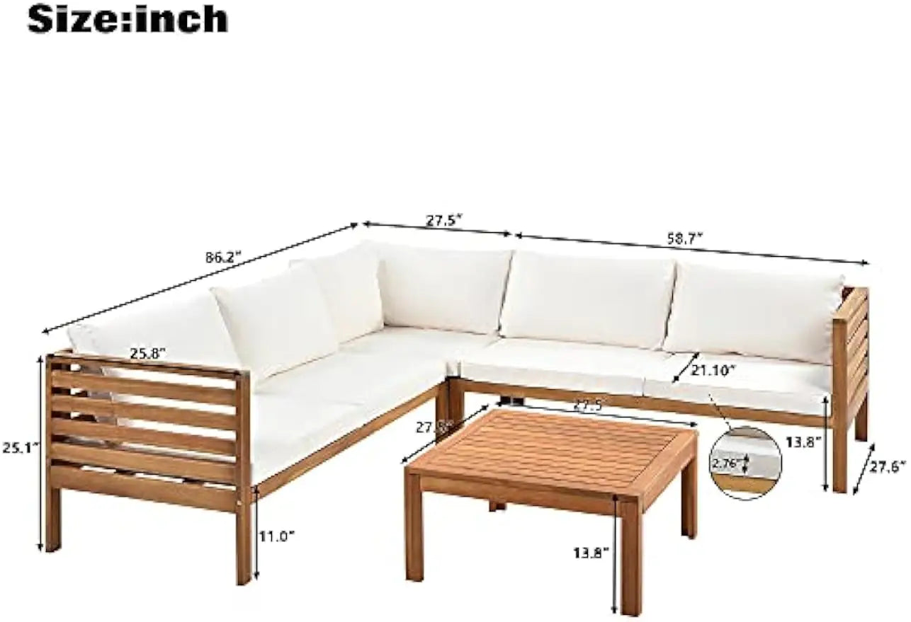 Outdoor L-Shaped Sectional Sofa Set with Coffee Table