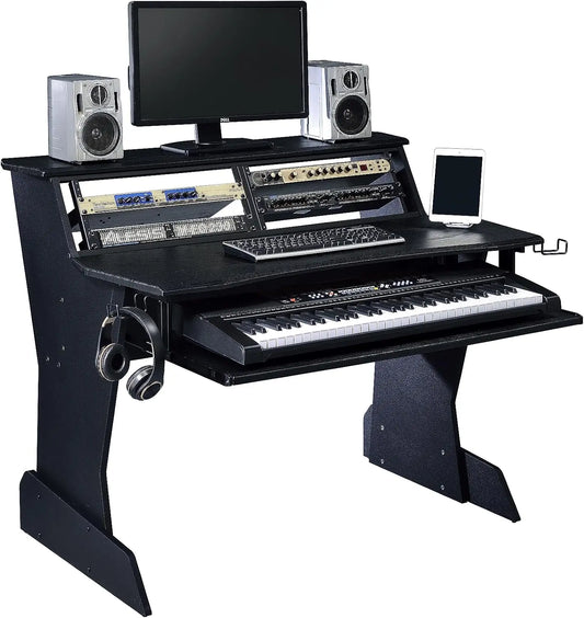BE200 Series Music Studio Desk Workstation with 2 x 4U Rack (Black)
