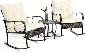 3-Piece Wicker Rocking Patio Set