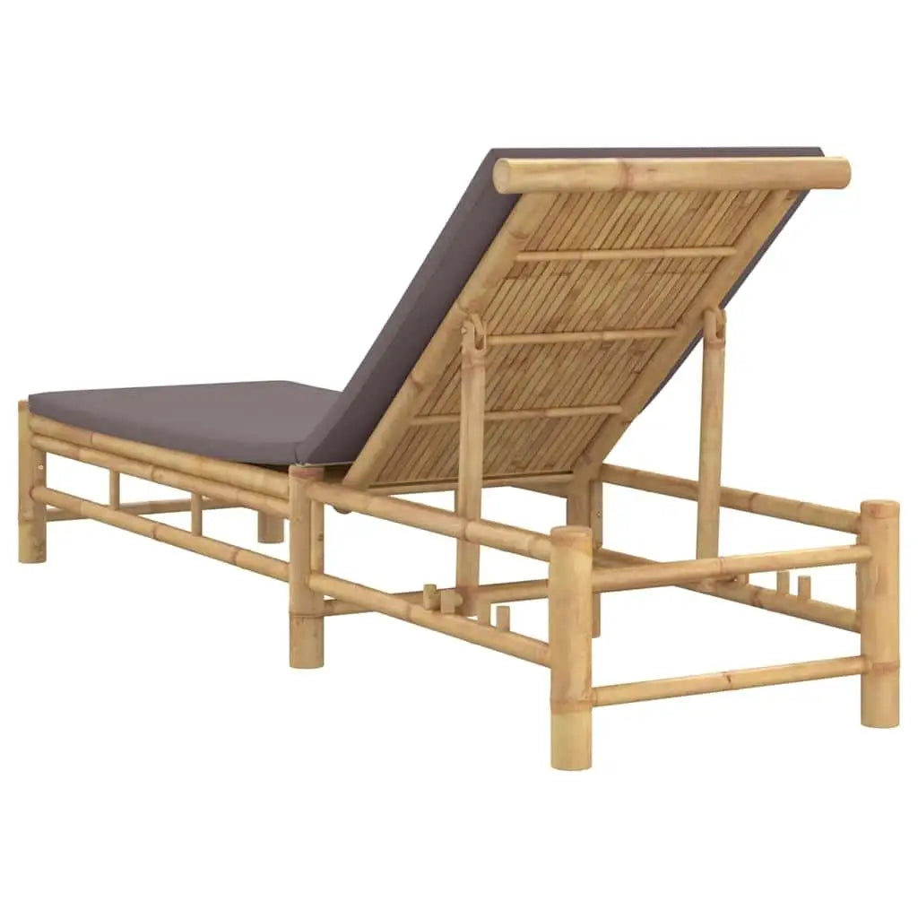 Dark Grey Bamboo Outdoor Sun Lounger