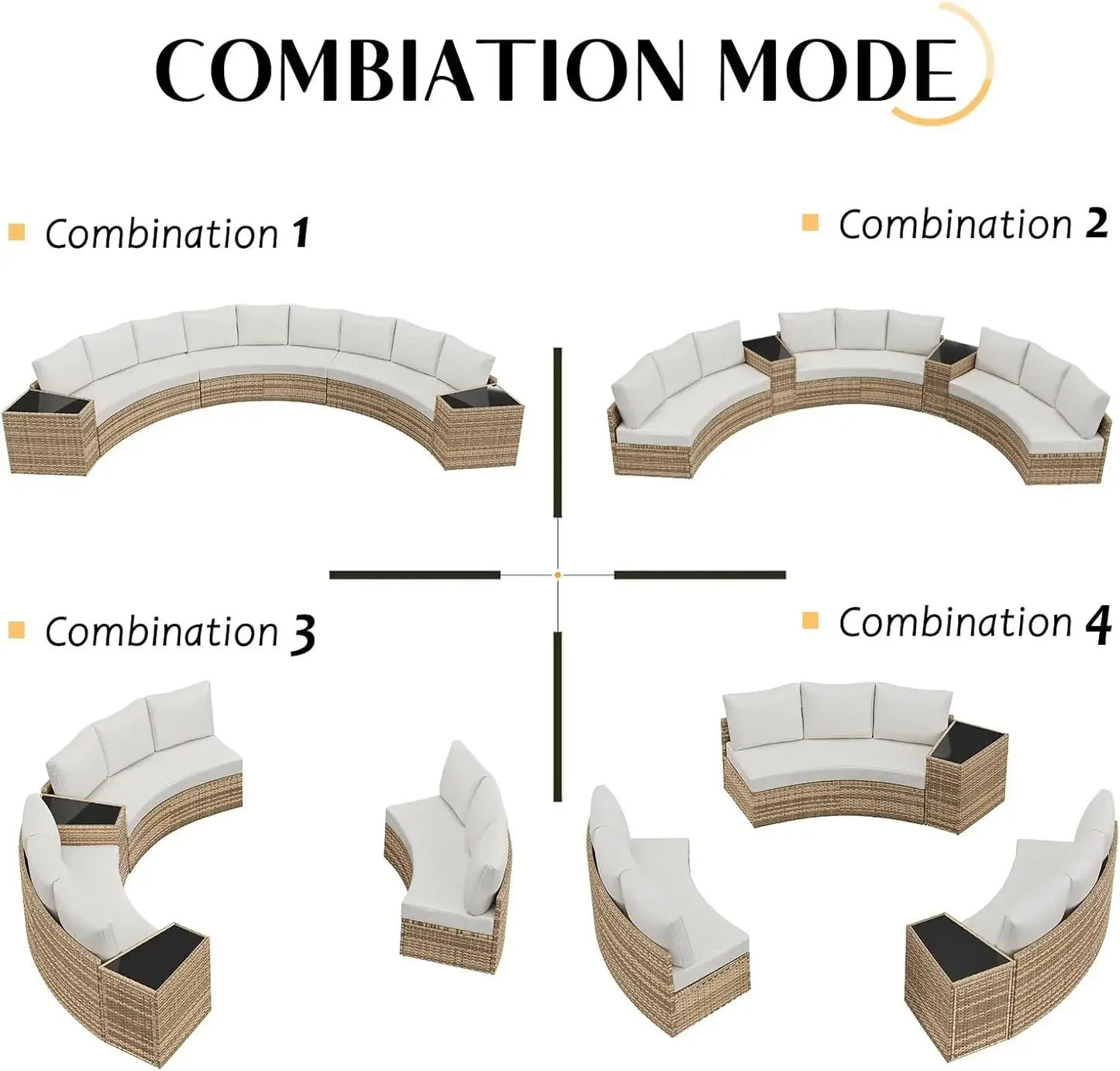 11-Piece Round Half-Moon Patio Set with Storage Table