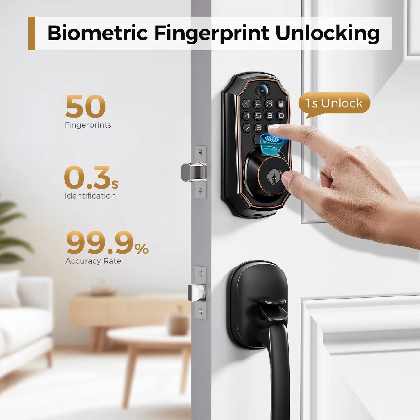 ARPHA D289H 5-in-1 Smart WiFi Door Lock with Camera & Auto-Lock