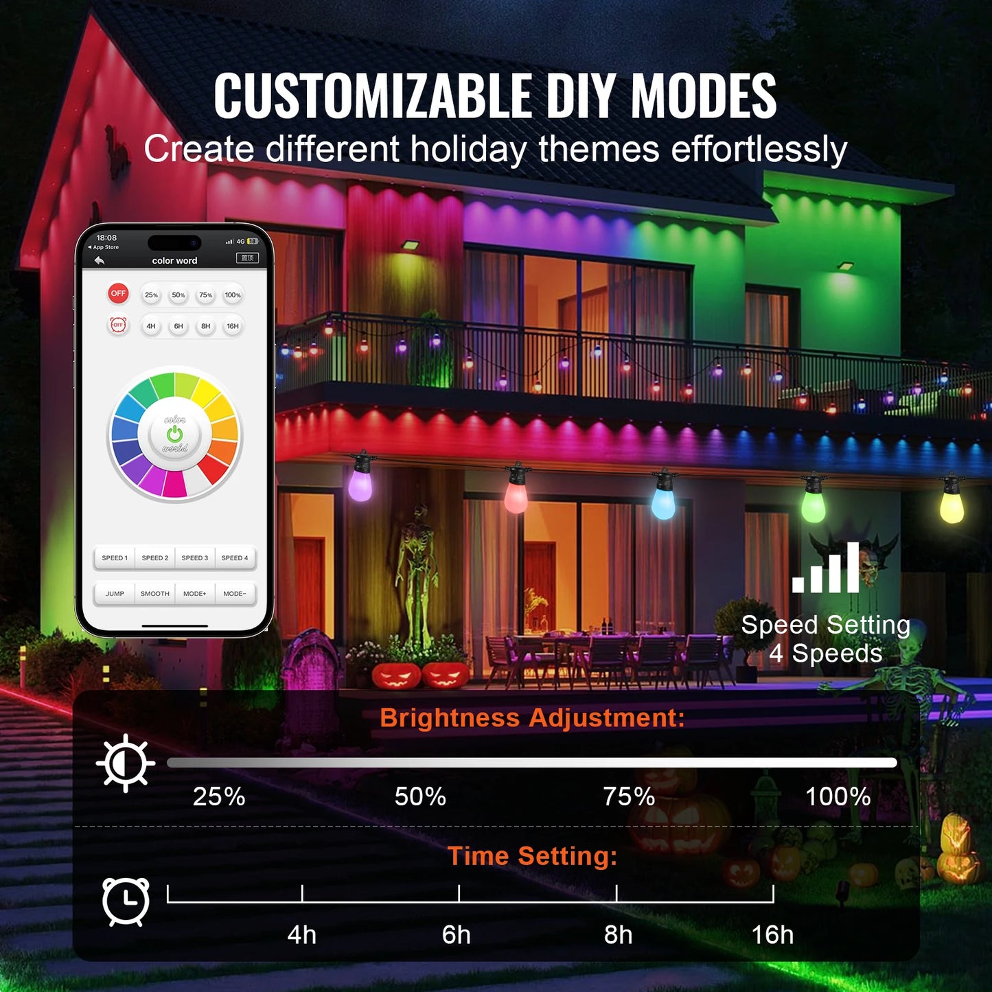 VEVOR RGB Smart Outdoor String Lights