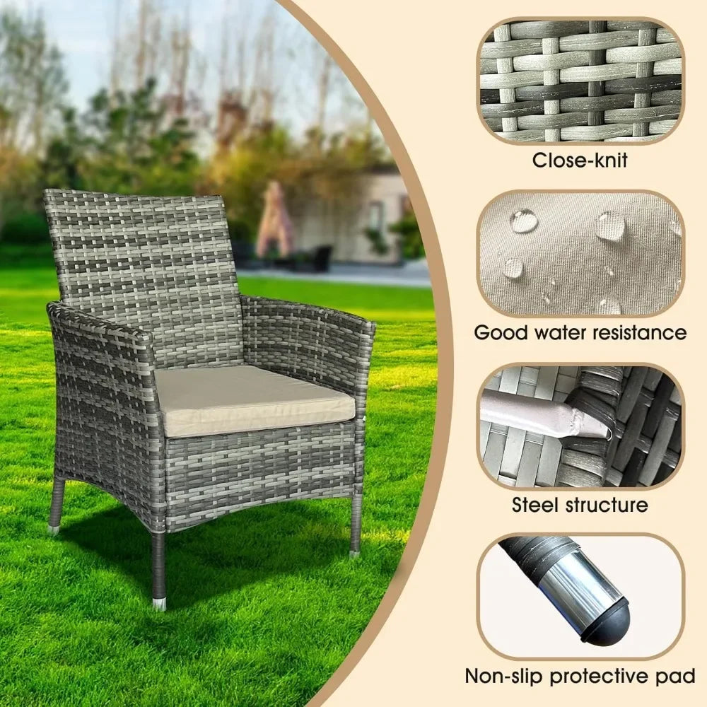 4-Piece Gray Wicker Patio Set with Sofa, Chairs & Side Table