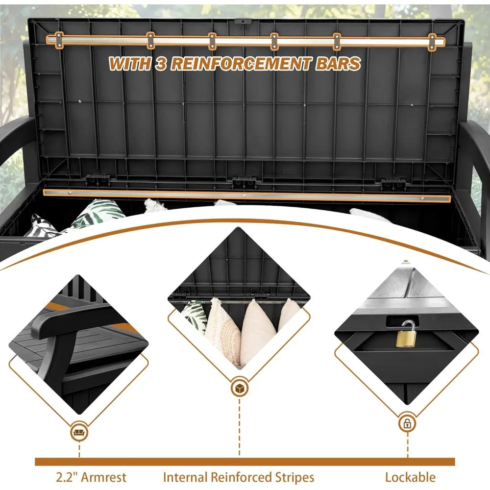 80-Gallon Black Lockable Deck Storage Bench
