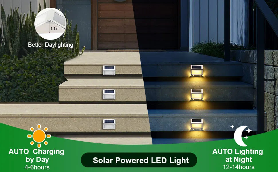 Lightess Solar Step Lights – 6-Pack Stainless Steel Outdoor LEDs