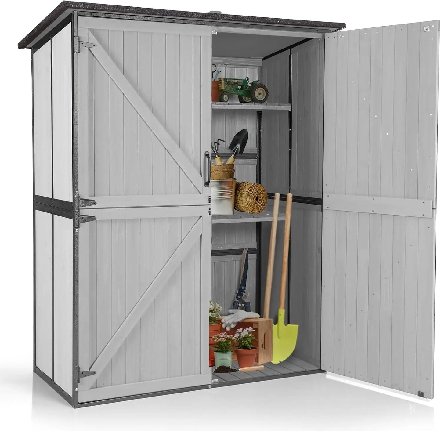 Outdoor Storage Shed with Metal Frame & Wooden Floor