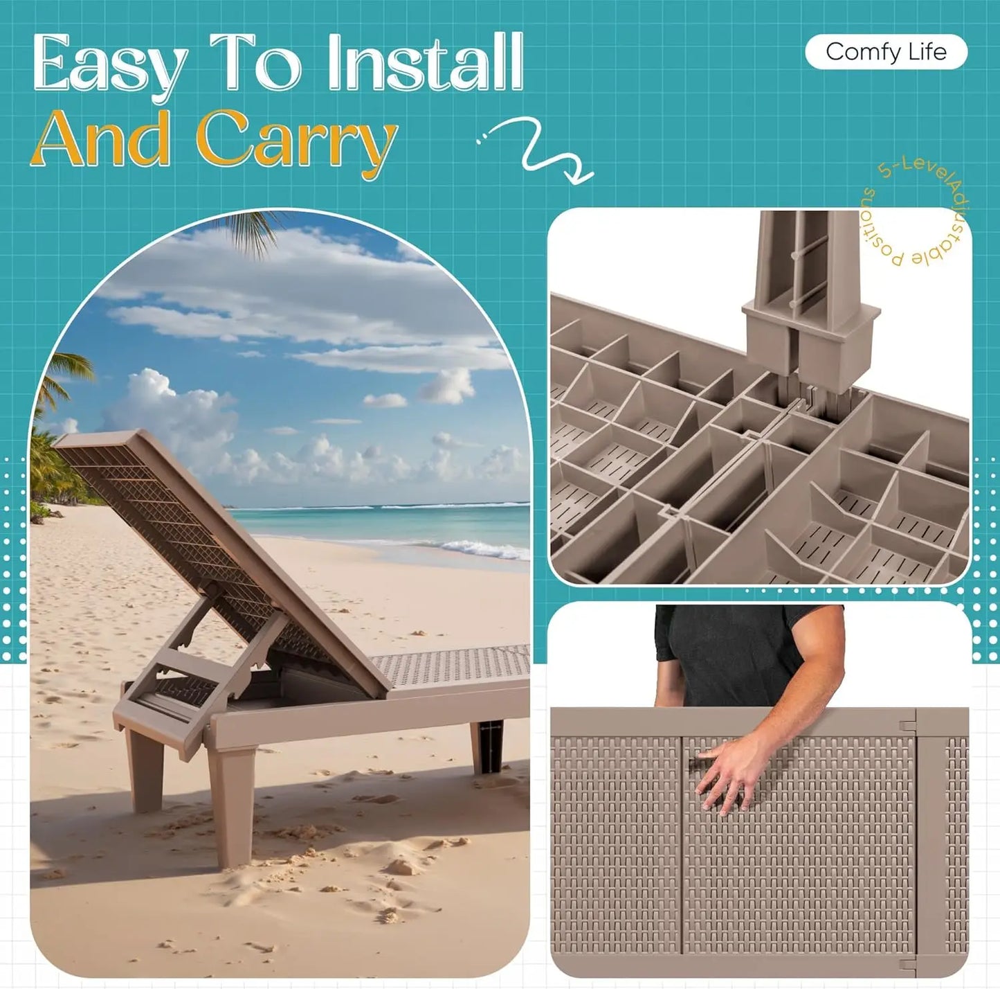 Set of 2 Adjustable Outdoor Chaise Lounge Chairs