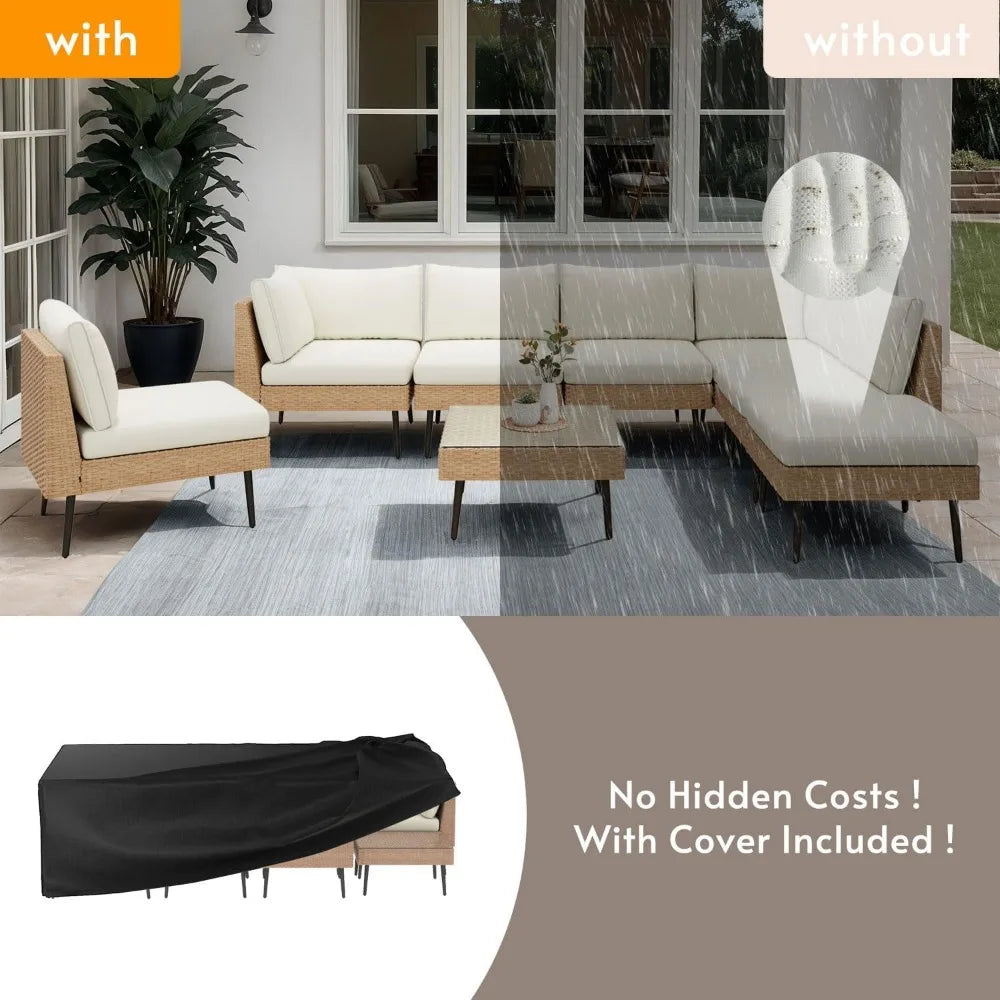 8-Piece Wicker Patio Sectional Set